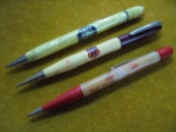 3 OLD MECHANICAL PENCILS WITH ADVERTISING-STATE INS.--PHILLIPS 66 & OLIVER COAL