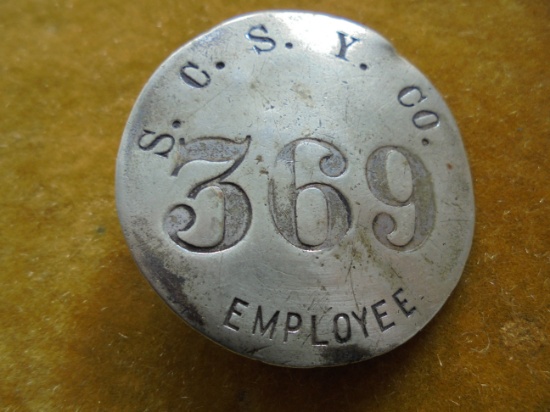 OLD "SIOUX CITY STOCK YARDS" EMPLOYEE BADGE-FAIR CONDITION