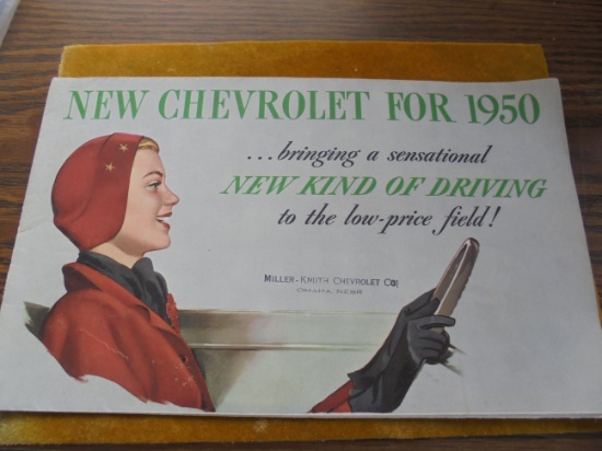 1950 CHEVROLET ADVERTISING BROCHURE THAT FOLDS OUT TO POSTER SIZE-OMAHA DEALER MARK