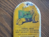 OLD JOHN DEERE THERMOMETER WITH TWO CYLINDER TRACTOR GRAPHIC-FADED OFF NUMBERS