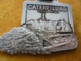OLD CATERPILLAR TRACK TRACTOR ADVERTISING WATCH FOB WITH LEATHER