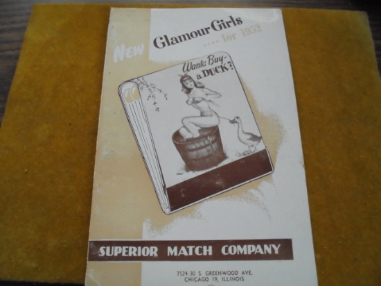 1952 SALES SAMPLE OF "GLAMOUR GIRLS" MATCH BOOK COVERS-NEAT EXAMPLES