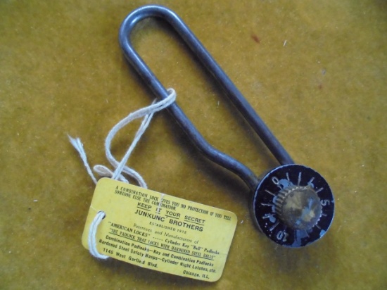 VINTAGE "JUNKUNC BROTHERS" COMBINATION PADLOCK-CHICAGO