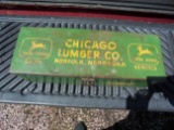 VINTAGE JOHN DEERE ADVERTISING TOOL BOX FOR TRACTOR-CHICAGO LUMBER-NORFOLK NEBRASKA DEALER