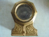 ODD OLD GLASS COIN BANK-NEWER GOLD PAINT WITH A CHIP OUT OF ONE CORNER--STILL QUITE ODD