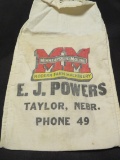 MINNEAPOLIS MOLINE - E. J. POWERS - TAYLOR, NEBRASKA - VINTAGE CLOTHES PIN BAG.