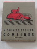 NORFOLK FARM EQUIPMENT CO. - McCORMICK DEERING COMBINES ADVERTISING MATCH BOOK