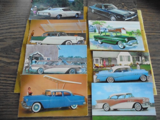 8 VINTAGE ADVERTISING AUTOMOBILE POST CARDS-6 CLEAN AND 2 POSTED