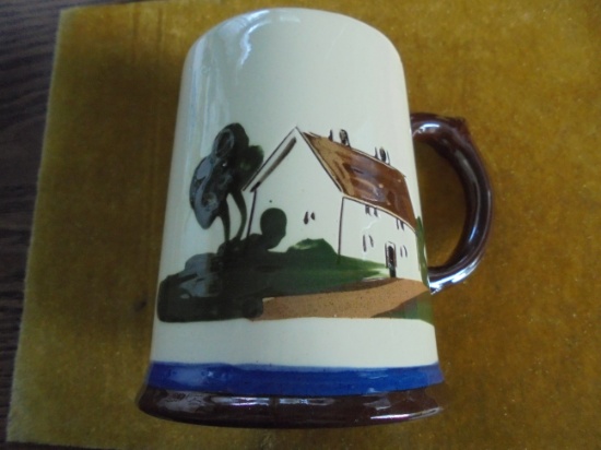 VINTAGE "MOTTO-WARE" MUG WITH GREAT DESIGN & "A ROLLING STONE GATHERS NO MOSS"