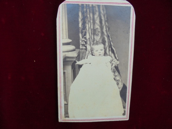 BABY PHOTOGRAPH FROM 1860'S WITH A 3 CENT REVENUE PROPRIETARY STAMP ON THE BACK