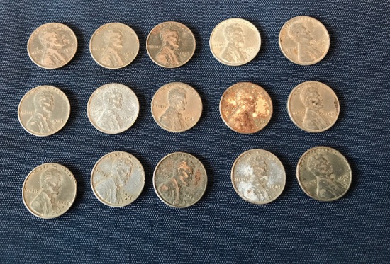 SET OF (15) STEEL WHEAT CENTS