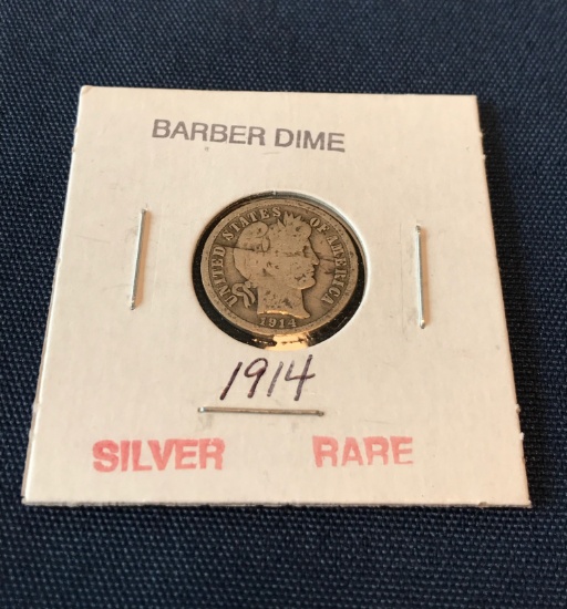 1914 BARBER SILVER DIME