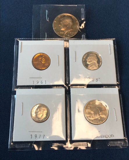 FIVE UNTIED STATES PROOF COINS