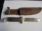OLD WESTERN HUNTING KNIFE-FIXED BLADE WITH POOR LEATHER SCABBARD