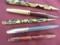 4 OLD FOUNTAIN PENS AND ONE MECHANICAL PENCIL-SHEAFFER EVERSHARP ETC