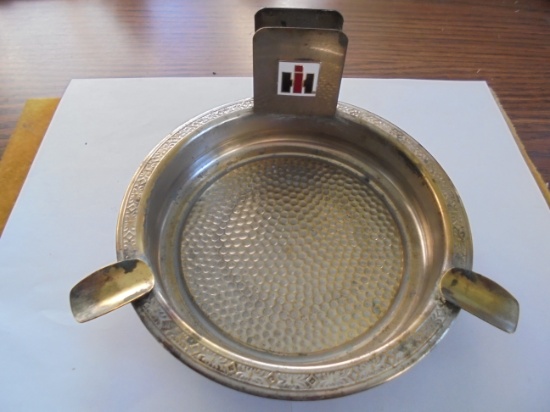 OLD METAL ASH TRAY WITH "I-H" LOGO