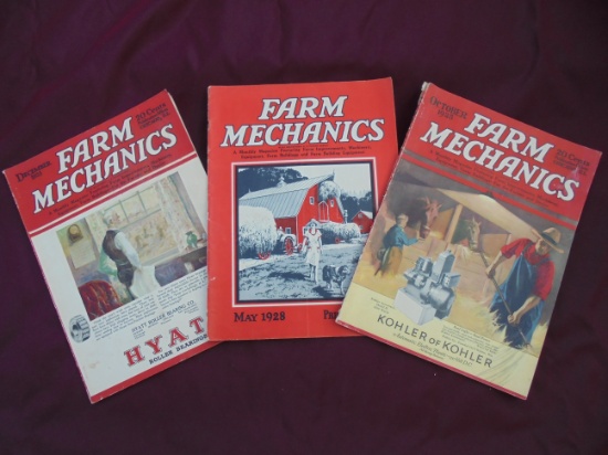 3 1920'S "FARM MECHANICS" MAGAZINES-WONDERFUL ADVERTISING