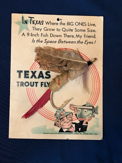 VINTAGE 'TEXAS TROUT FLY' FLY FISHING STORE DISPLAY