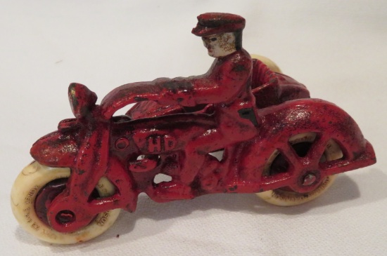CAST IRON MOTORCYCLE w/SIDE-CAR