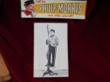 2 OLD PHILLIP MORRIS ADVERTISING ITEMS-CELLULOID RULE AND POST CARD-BOTH FEATURE 