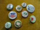 9 OLD PIN BACK BUTTONS-CHECK PHOTO FOR DETAIL