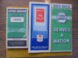 3 OLD ADVERTISING ROAD MAPS-CITIES AND MOBILGAS