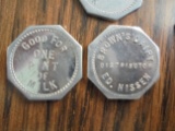 6 OLD DAIRY TOKENS FROM 