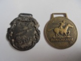 2 OLDER WINCHESTER ADVERTISING WATCH FOBS-NO LEATHER