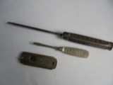 3 ITEM LOT-ADV. SCREW DRIVER-ICE PICK AND CIGAR CUTTER