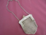 ANTIQUE LITTLE GIRLS MESH PURSE WITH CHAIN-3 1/2 INCHES TALL