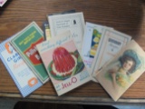 8 VINTAGE COOK BOOKS WITH ADVERTISING-6 INCHES TALL MOST OF THEM