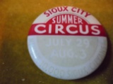 OLD SIOUX CITY SUMMER CIRCUS PIN BACK BUTTON