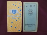 TWO OLD POCKET NOTE BOOKS WITH ROPE & TWINE ADVERTISING COMPANIES