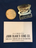 LOT OF THREE JOHN BLAULS'S SONS- COFFEE ADVERTISING ITEMS
