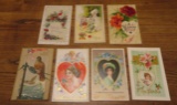 WONDERFUL SET OF (7) OLD VALENTINE POST CARDS