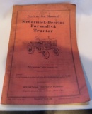 McCORMICK DEERING FARMALL A TRACTOR INSTURCTION MANUAL