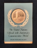 1945-1970 UNITED NATIONS 25TH ANNIVERSARY COMMEMORATIVE MEDAL- STERLING