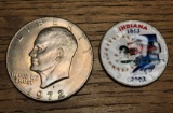 1972 IKE DOLLAR AND AN INTERESTING PAINTED HALF DOLLAR