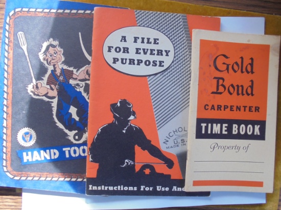 3 OLD ADVERTISING BOOKLETS--NICHOLSON FILES--GOLD BOND DRY WALL & GENERAL MOTORS WAR PRODUCTS DIV