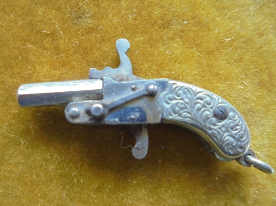 ANTIQUE MINIATURE PISTOL-STUNNING DESIGN & QUALITY-WATCH FOB-STUNNING