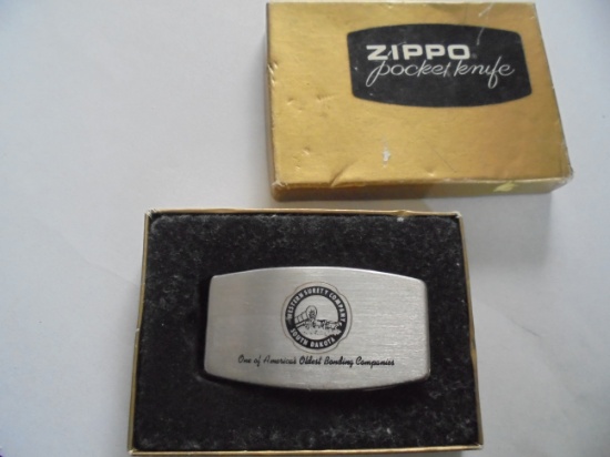 VINTAGE ZIPPO POCKET KNIFE IN ORIGINAL BOX WITH ADVERTISING
