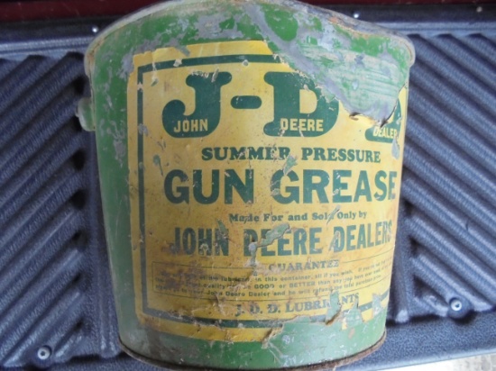 VINTAGE "J-D-D" ADVERTISING GREASE BUCKET-JOHN DEERE ADVERTISING