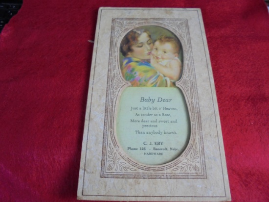 OLD BANCROFT NEBRASKA ADVERTISING PICTURE "MOTHER WITH BABY"