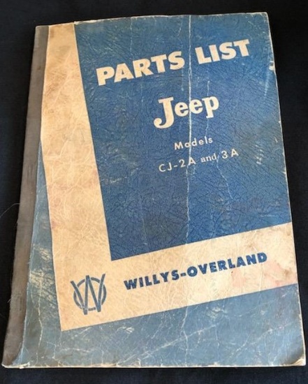 WILLYS-OVERLAND JEEP PARTS LIST