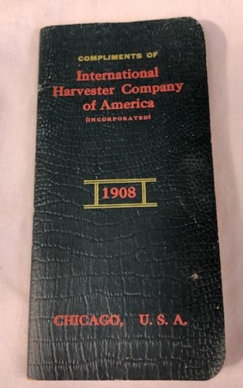 1908 INTERNATIONAL HARVESTER CO. POCKET LEDGER
