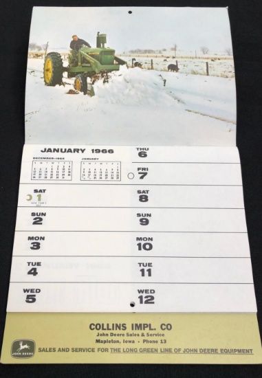 COLLINS IMPL. COMPANY - JOHN DEERE SALES & SERVICE - MAPLETON, IOWA - ADVERTISING CALENDAR