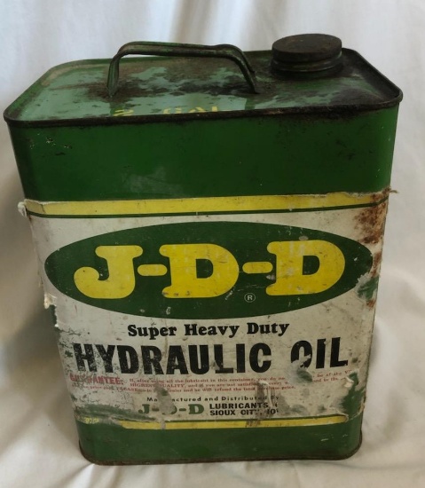 J.D.D. HYDRAULIC OIL ADVERTISING TIN