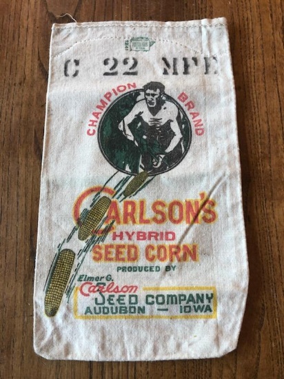 CARLSON'S HYBRID SEED CORN - AUDUBON, IOWA - SMALL SIZE CLOTH SEED SACK