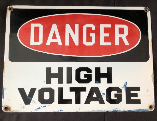 VINTAGE "DANGER HIGH VOLTAGE" PORCELAIN SIGN