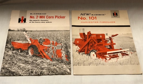 TWO IH SALES BROCHURES - NO. 101 HARVESTER AND NO. 2MH CORN PICKER